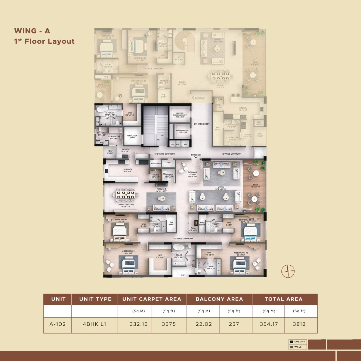 Akara 4.5 BHK apartment carpet area floor plan layout 3060 sq ft