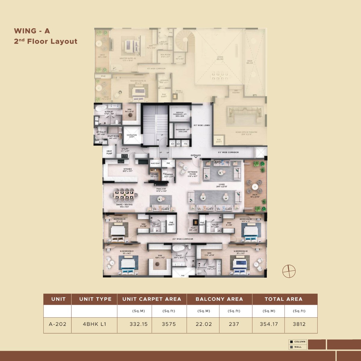 Akara 4.5 BHK apartment carpet area floor plan layout 3060 sq ft
