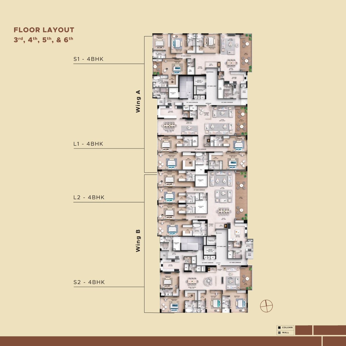 Akara 4.5 BHK apartment carpet area floor plan layout 3060 sq ft