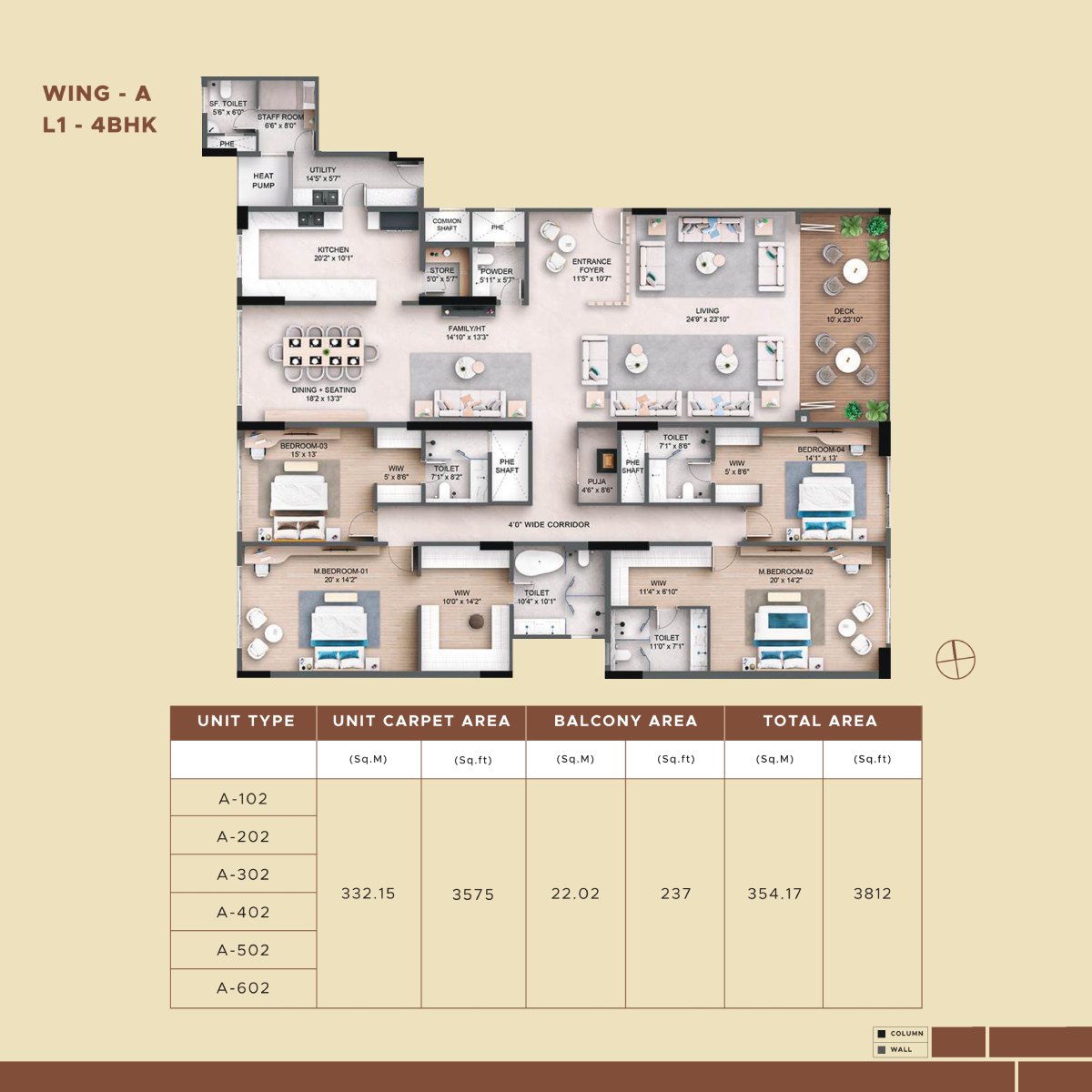 Akara 4.5 BHK apartment carpet area floor plan layout 3060 sq ft